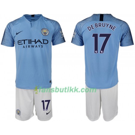 Fotballdrakt Manchester City DE BRUYNE 17 Barn Hjemmetrøye 2018-2019 Kortermet